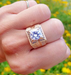 Nhẫn Nam Đá Trắng To Vàng Vonfram Bản 1.5cm Cao Cấp-Không Phai Màu Bảo Hành 5 Năm Dùng (Ký hiệu-Sixe Nhỏ-Không Phai Màu)