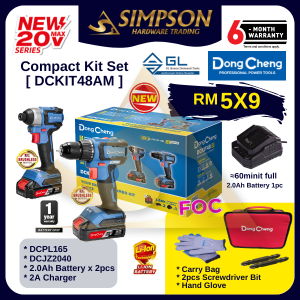 🔥NEW ARRIVAL🔥 Dongcheng DCKIT48AM 20V Cordless Combo Set ( DCJZ2040 + DCPL165 ) Brushless Hammer Drill Impact Driver