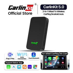CarlinKit 5.0 Official 2air - CarPlay Wireless Adapter & Android auto Dual-Compatibility Dongle - Wired to Wireless Receiver Waze Spotify 5.8Ghz WiFi Bluetooth GPS Auto-Connect