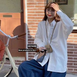 EchoBliss เสื้อเชิ้ตผู้หญิง เสื้อเชิ้ตผู้หญิงแบบฝรั่งเศสที่มีการออกแบบพิเศษ สวมทับกันได้ สไตล์หลวม