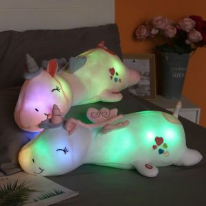 JOJO CASTLE Cute Glowing LED Night Light Unicorn Animal Plush Toys Lovely Luminous PillowUnicorn Doll for Girls Murah Kids Brithday Gifts