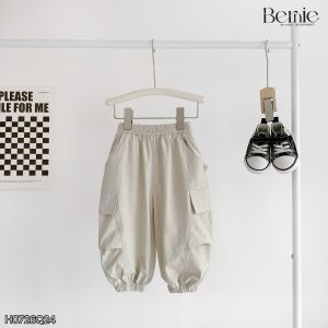 Quần dài quần gió mềm phối can nắp túi bo gấu cho bé trai bé gái size 9kg tới 28kg BERNIE H0726Q24