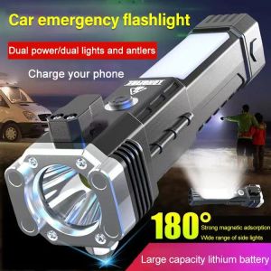 Multifunction Flashlight Solar Flashlight LED Torchlight Rechargeable Outdoor Camping Portable Lighting Super Bright Light With Magnetic