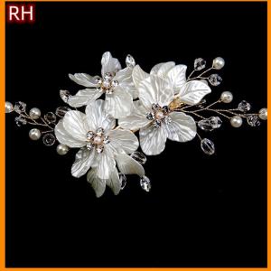 🔥🔥🔥ranghe กิ๊บติดผมประดับมุกคริสตัลรูปดอกไม้ที่สง่างามเครื่องประดับผมสำหรับเจ้าสาวอัญมณีล้ำค่า