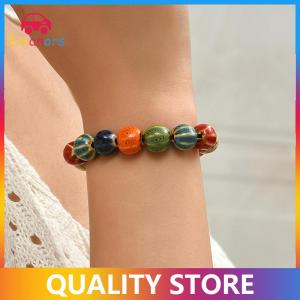 [Eleanor] 1PC DIY Accessories Stripe Watermelon Beads Bracelet Colorful Floral Glaze Beads Bracelet Handmade Jewelry