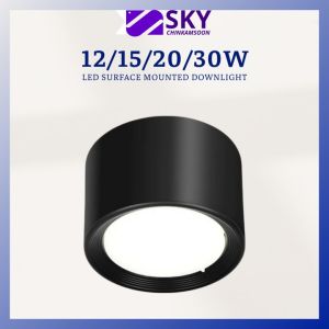 SK LED Surface Mounted Downlight 12W 15W 20W 30W LED Small Milo Tin Ceiling Light Black