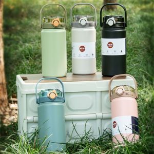 SYRUPSHADDOCKING Straw Thermo Bottle Stainless Steel 1L Thermo Cup  Large Capacity Hand Pot