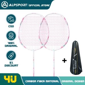 ALP New Cherry 4U 25LBS Badminton Racket 100% Full Carbon Fiber Original Pink Racket For Girl