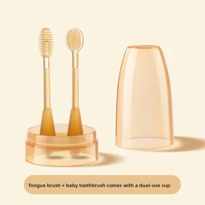 2Pcs Baby Silicone Oral Cleaning set Baby Silicone Toothbrush Tongue Cleaner Tongue scraper for Infant Newborn