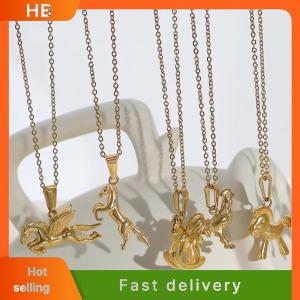 HB Stainless Steel Unicorn Tiger Horse Pendant For DIY Personalized Animal Necklace Bracelet Charms Jewelry Making Accessories