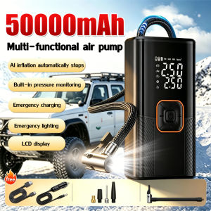 【10-years warranty】80000mah Car Air Pump 4in1 Wireless Portable With Flashlight and powerbank 150PSI Air Compresso Air Inflator Tire Inflator For Car Automobile Motorcycles Bicycles