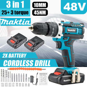 Makita 168v Cordless Drill Electric Hammer Impact 2 Battery Case Screwdriver Accessories Set Cordless Drill Cordless Drill for Wood Working for Home DIY Working
