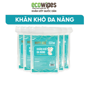 HÀNG CÔNG TY_Combo 05 Túi Khăn Vải Khô Đa Năng Cho Bé Happy Kids Túi 270 Tờ Không Mùi Mềm Mịn Dai