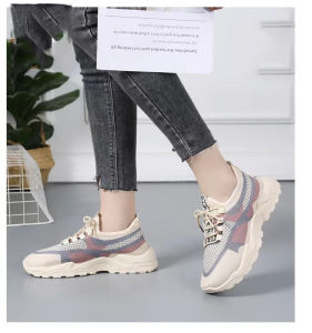 Korean version of new womens rubber sports shoes sports mesh shoes casual and comfortable thick-soled shoes