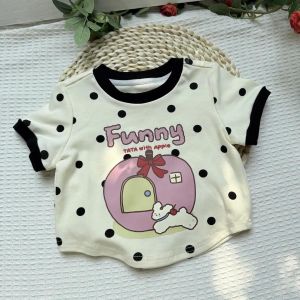 เสื้อแขนสั้นสำหรับเด็กผู้หญิง เสื้อยืดแขนสั้นลายการ์ตูนสีสันสดใส ตัดเย็บน่ารัก ต้อนรับฤดูร้อน