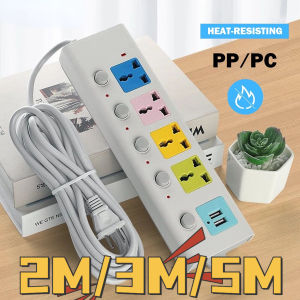 Multi-Function Socket Extension Outlet with 4 Power Socket AND 2 USB Ports 2/3/5M Extension wire