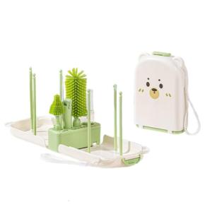 Baby Bottle Brush Set Milk Bottle Cleaning Brush with Drying Rack & Empty Bottle Cleaner Brush for Cleaning Water Bottle