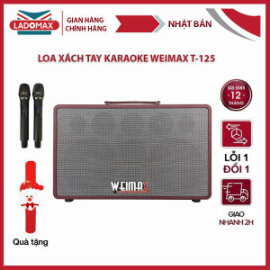 Loa Karaoke xách tay WIEMAX T-125 | Công suất 750W Bluetooth 5.0 Bass 25 cm Pin 6h Thiết kế 7 đường tiếng chống hú và chống nhiễu kèm 2 micro không dây chính Hãng - Bảo hành 12 tháng