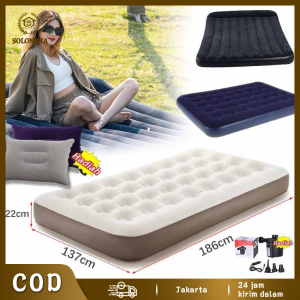 Bestway 67004 Kasur Portable & Kasur Angin Pompa: Paket Kasur Tiup Double Biru