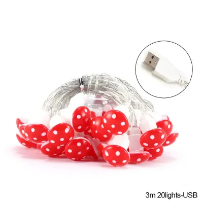 10/20 Leds Mushroom LED Fairy Lights USB/Battery Operated String Light for New Year Christmas Party Gift Garland Pot Fairy Decor
