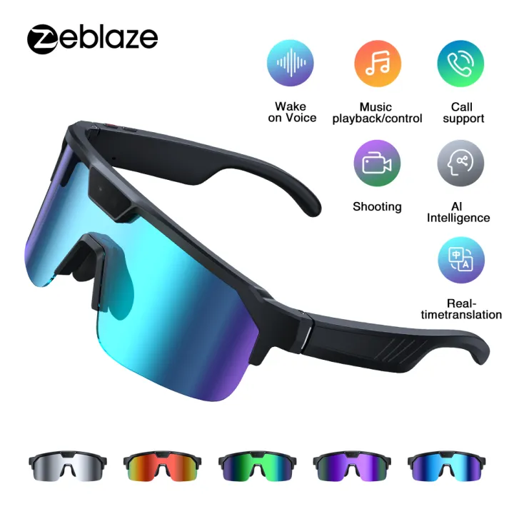 Zeblaze AI Sports Camera Glasses 800W 1080P HD Photo Video Recording Smart Translation Hands-Free Call & Message Glasses