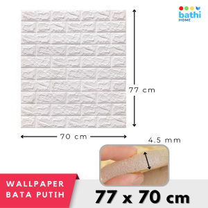 Sticker Dinding 3D Wallpaper Bata Putih Busa PE Embos 70 x 77 cm