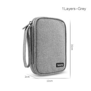 Data Cable Storage Bag Travel Organizer Digital Gadget Carry Case Double Layer Hard Disk Bag