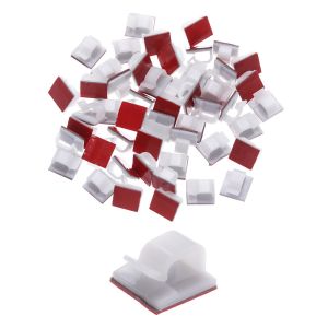 50pcs Cable Clip Wire Mount Clamp Tie Ikat Kabel + Self Adhesive Klem