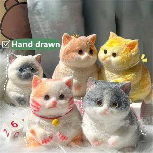 MIRELINA Silicone Cat Soft Squeeze Toys Cute With Flocking Surface Stress Relief Toy Simulation Slow Rebound Cat Pinching Toy for Adults Kids