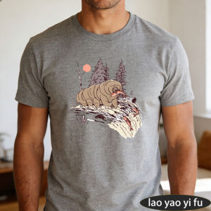 [Local Stock] HBESTY  Water Bear Tardigrade Stream Pine Forest Men Summer Cotton T Shirt Weird Micro Creature Graphic Casual Holiday Wear Tee