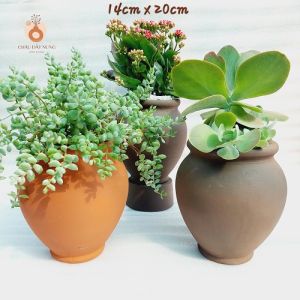 Chậu đất nung Bình Dương - Chum cao miệng chậu 14cm chiều cao 20cm
