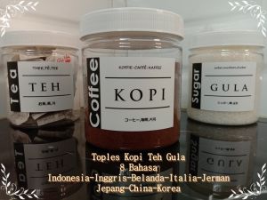 Toples Kopi Teh Gula 600 ml 8 Bahasa - Toples plastik