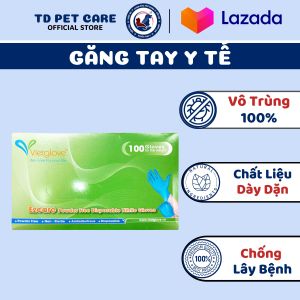 Hộp Y Tế Găng Tay 100 Chiếc Có Bột Dùng Để Vệ Sinh Cho Chó Mèo VGLOVE - Găng Tay Cao Su Cao Cấp Không Bột [CHÍNH HÃNG]