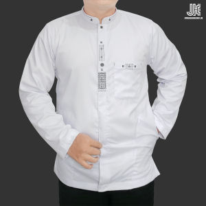Baju Koko Jumbo Lengan Panjang Putih Bigsize Muslim Taqwa Oversize Bordir Simpel Toyobo