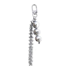 Fashion Forward Keychain Accessory Stylish Beads Keyring Pendant Key Fob Bag Decorative Charm with Fringe Detailing