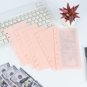 GORGE 5pcs A6/A7 6 Hole Budget Binder Pockets PP Transparent Loose Leaf Refill Sleeves Durable Waterproof Loose Leaf Pouches Bill/Card Storage