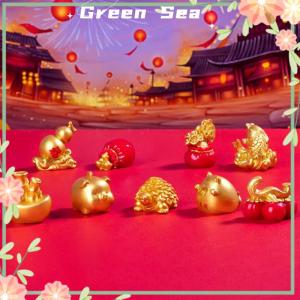 Green sea Mini New Years Wealth Tree Lucky Bag Statue Micro Landscape Home Desktop Car Dashboard Decoration