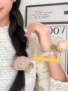 Gelang Rambut Renda Bunga Ros 玫瑰花网纱发圈 Rose Mesh Hair Tie 仙女甜美女可爱时尚大肠圈发饰 Cute Fashion Hair Accessory