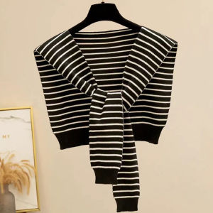 🔥Fran🔥 2025 NEW High-end Knitted Striped Shawl Women Summer Neck Protection Vest Versatile Shawl 2️⃣0️⃣2️⃣5️⃣