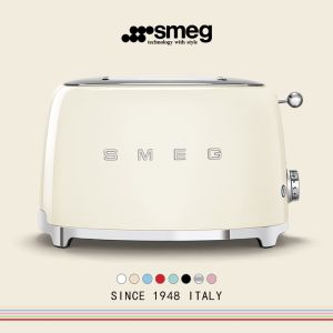 🇸🇬 [In Stock]SMEG 2 Slice Toaster Retro TSF01 White Cream Color with Lid 50s Retro Style Aesthetic Oven Toaster Bread