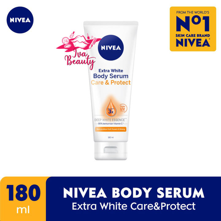 Nivea Body Serum Extra White Care & Protect - 180 ml / pemutih kulit instan - mencerahkan kulit - hand body pencerah kulit - kulit putih instan - body serum memutihkan tubuh - pemutih badan - lotion pemutih tubuh