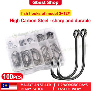 Gbest 50/60/70/100pcs/box High Carbon Steel Barbed Fishing Hook with Hole jig head fishing accessories casting lure hook mata kail