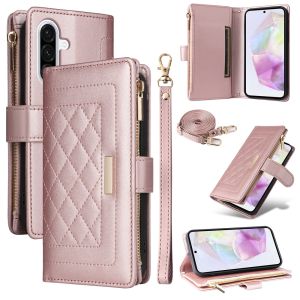 Case For Samsung Galaxy A57 A56 A37 A36 A27 A26 A17 A16 5G Zipper Magnetic Fragrant Wind Leather Wallet Card Slot Flip Cover Casing