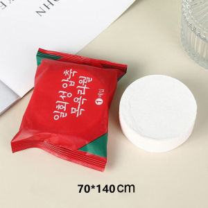 Khăn Tắm Nén Cotton Màu Đỏ Dùng Một Lần Kích Thước 70x140cm - Khăn Tắm Du Lịch Dạng Viên Nén