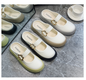 Womens Half Pack Slippers Mary Jane Casual Versatile