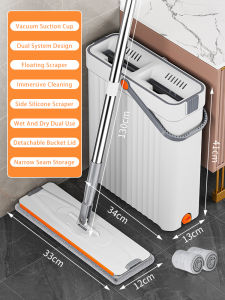Justliving lau và xô với vắt đặt lau phẳng và xô hẹp-Dễ dàng lưu trữ ướt và khô sử dụng lau sàn gỗ cứng với Silicone giống cây chổi không cần tay nhà lau sàn