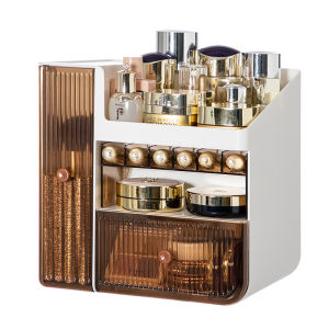 All in 1 Ins Dustproof Makeup Skincare Brush Holder Storage Organizer Box Makeup Cosmetic Waterproof Desk Drawer Box