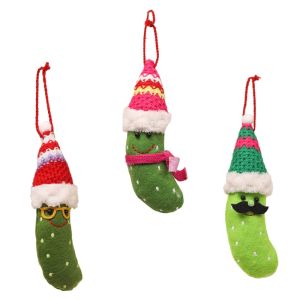 KAKA 3pcs Reusable Christmas Green Banana Pendant With Hat Exquisite Banana Doll Ornaments Creative DIY Merry Christmas Decoration Home Xmas Decor