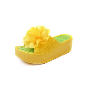 Free Shipping Floral-Patterned Slip-On Sandals Artificial Flower Beach Sandals WomenS Wedge-Heeled Platform Sandals Height-Increasing Sandals