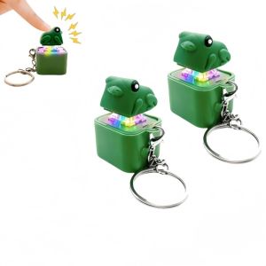 JBMBHC 4PCS Funny Animal Fidget Keychain Rechargeable Wood Fish Goat Seagull Clicker Sound Desk Toy USB C Charging Novelty Stress Reliever